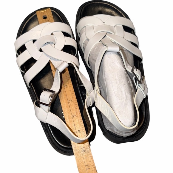 Zara Treaded Sole Low Heel White Leather Fisherman Sandal Size EU 38 US 7.5/8 - Picture 10 of 11